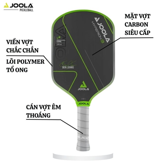 Vợt Pickleball Joola Ben Johns Hyperion 3 14mm, Vợt Chuyên Nghiệp, Đập Cầu Uy Lực, Spin Hiệu Quả