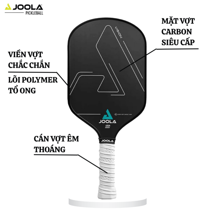Vợt Pickleball Joola Vision CGS 16, Tối Ưu Kiểm Soát, Mặt Carbon Grip Tăng Độ Xoáy Vượt Trội