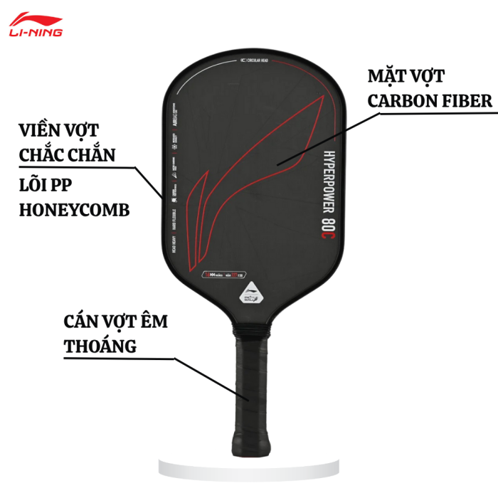 Vợt Pickleball Li-Ning Hyperpower 80C, Công Nghệ Carbon Siêu Nhẹ, Uy Lực Trong Từng Cú Đánh