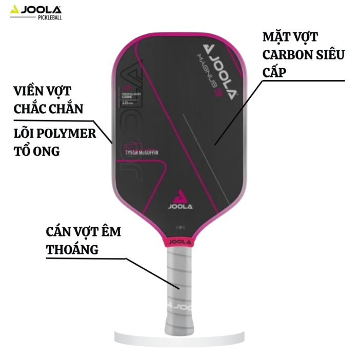 Vợt Pickleball Joola Tyson McGuffin Magnus 3 16mm, Cân Bằng Sức Mạnh, Đỉnh Cao Toàn Diện, Tạo Xoáy Tối Đa