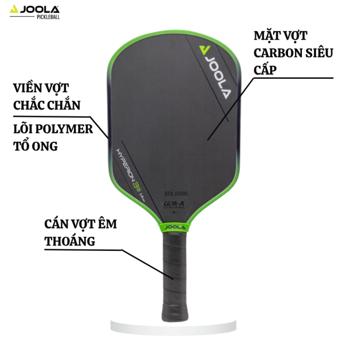 Vợt Pickleball Joola Ben Johns Hyperion 3S 14mm, Vợt Chuyên Nghiệp, Tốc Độ, Sức Mạnh & Xoáy Tối Ưu