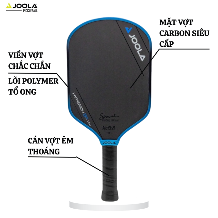 Vợt Pickleball Joola Simone Jardim Hyperion 3S 16mm, Đa Năng, Kiểm Soát & Chính Xác Tối Ưu, Ổn Định Vượt Trội
